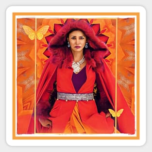 Madame Secretary Chrissy Red Coat Butterfly Sticker